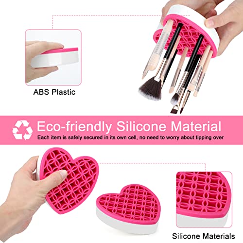 Silicone Makeup Brush Holder, Cosmetic Organizer, Pen Holder for Desk, Pencil Case, Sewing Tool, Beauty Tool, Brushes, Scissors, Toothbrush Holders (Pink) - color: Pink