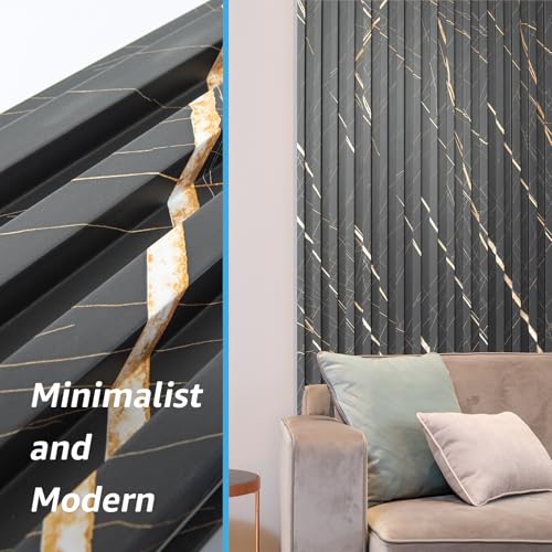 Art3d 8-Pack WPC Slat Panel for Interior Decor, Decorative Fluted Accent Wall Covering for Living Room Bedroom TV Background Office, 96 x 6 Inch - Granite - color: Granite, size: 96*6