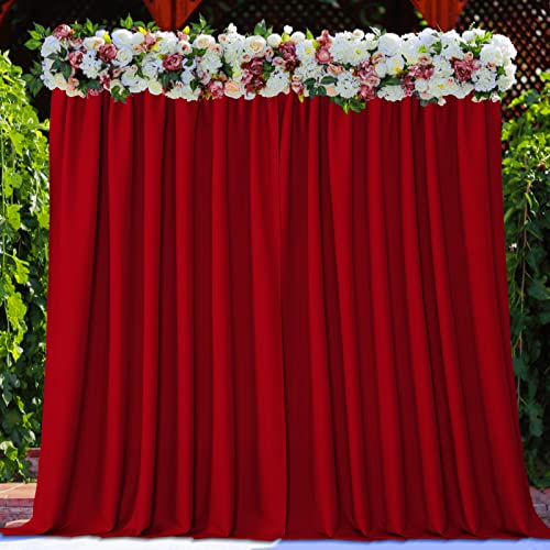 Joydeco Christmas Red Backdrop Curtain for Parties, Photography Backdrop Drapes for Christamas Wedding Decorations, Wrinkle Free 5ft x 7ft Set of 2 Panels Curtains with Rod Pockets - color: Red, size: 5ft x 7ft x 2 panels