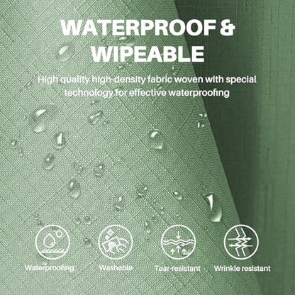 IVAPUPU Textured Tablecloth Round 60 Inch - Sage Green Waterproof Spill-Proof Wipeable Table Cloth Round Cover Wrinkle Free Circle Dining Tablecloths for Spring Wedding Birthday Farmhouse 2-4 Seats - color: Sage Green, size: 60" (Round)