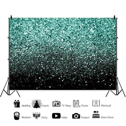 Black and Green Backdrop Silver Spot Glitter Backdrop Prom Party Photography Background Wallpaper Wedding Party Birthday Party Supplies Vinyl Photo Booth Studio Prop 6x4ft (180x120cm) - color: Black and Green, size: 6x4ft (180x120cm)