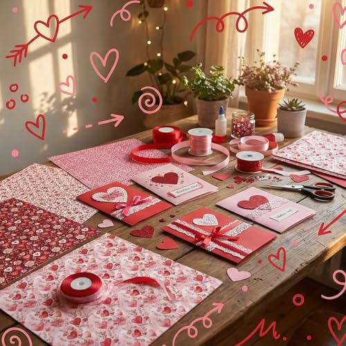 6in Red Flowers Scrapbook Paper Pad - 24 Sheets Double Sided Valentine Aesthetic Patterns for Photos Album Journals Decoupage Card Making DIY Crafts Anniversary Gifts Wrapping Material - color: Romantic love