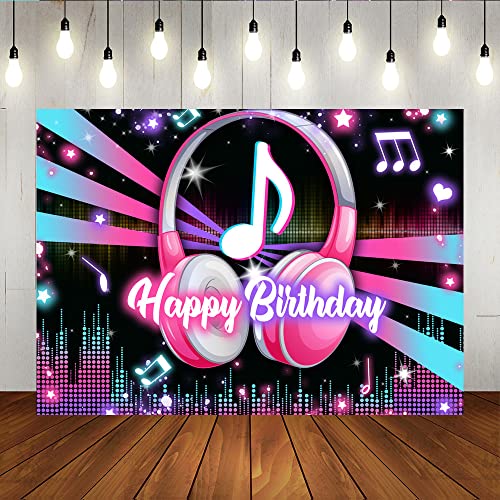 Lofaris Lofaris Popular Musical Theme Birthday Party Backdrop Music Happy Birthday Background Kids Adults Large Birthday Musical DJ Short Video Party Cake Table Supplies 7x5ft - size: 7x5ft