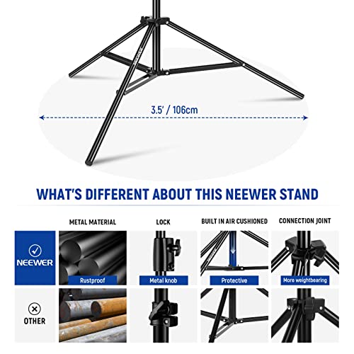 NEEWER 9.2ft/2.8m Air Cushioned Light Stand, Heavy Duty Metal Photography Tripod Stand with 1/4" to 3/8" Reversible Spigot, 3 Way Mounting Interface & Metal Locking Knobs, Max Load 5.5lb/2.5kg - size: 280cm