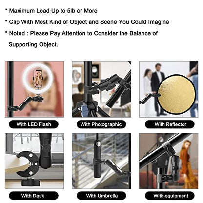 Taisioner Double Super Clamp Mount Umbrella clamp Camera Clamp Pole Clamp for Monitor Bracket Magic Socket Arm Desk Photo Studio Light Stand, Photography Reflector, Flag Holder Mount, Cross Bar - size: Double clamp