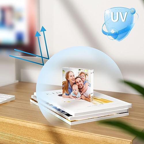 AITEE 4x4 Acrylic Picture Frames 3 Pack, 20% Thicker Block, Clear Picture Frames Freestanding Double Sided Magnetic Acrylic Lucite Frameless Transparent Square Frame Gift for Desktop Display - size: 4x4
