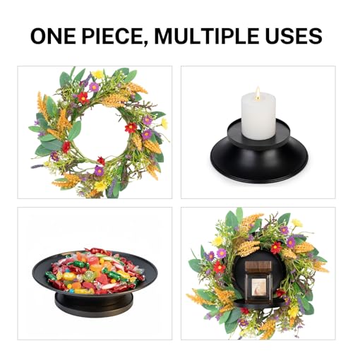 MOYEE Candle Holder Centerpieces for Tables,Candle Ring,Wreaths, Black Metal Paired Artificial Flowers 14 in Versatile Dining Table Centrepiece (Golden Wheat Ear) - color: Golden Wheat Ear Wreath