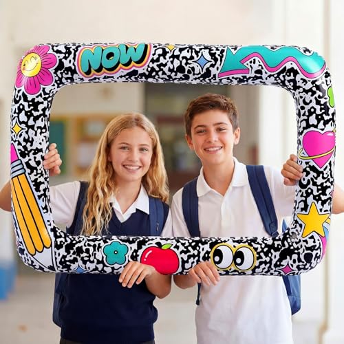 Colingmill 55 Inch Notebook Photo Frame Inflatable Balloon Decorations Photo Backdrop Booth Selfie Frame Background for School Classroom Party Supplies - style: Notebook
