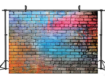 7X5FT Colorful Brick Wall Backdrop Photography Studio Props Photo Background DH-59 - size: 7X5FT