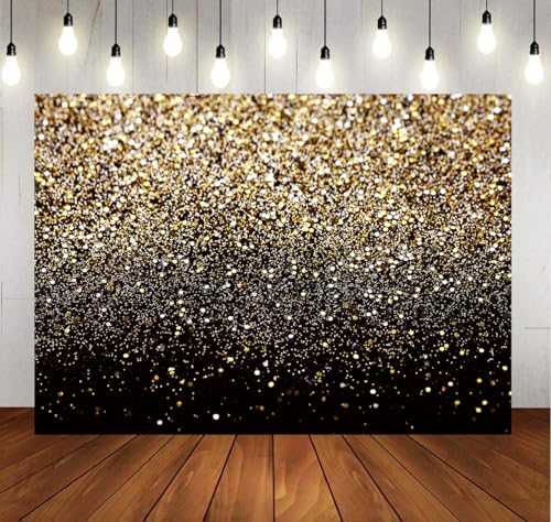 10x8ft Black and Gold Backdrop Birthday Gold Spots Bokeh Wedding Prom Graduation Photography Background X-222 - color: Black, size: 10X8ft