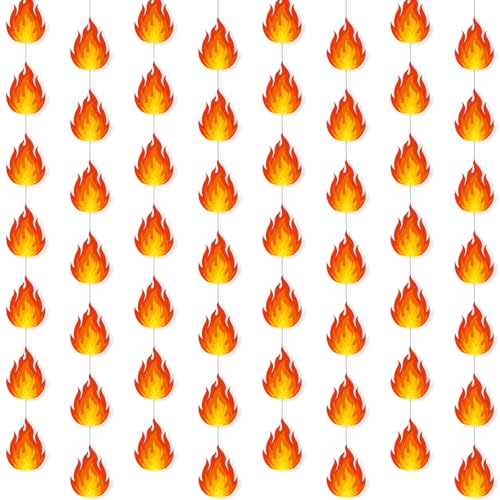Xinnun Fire Party Decorations Flame Garlands Banners Firefighter Theme Banner Cutouts Ribbon Streamers for Fire Department Firetruck Rescue Camping Birthday Theme Party Office School Home Decor - style: Fire