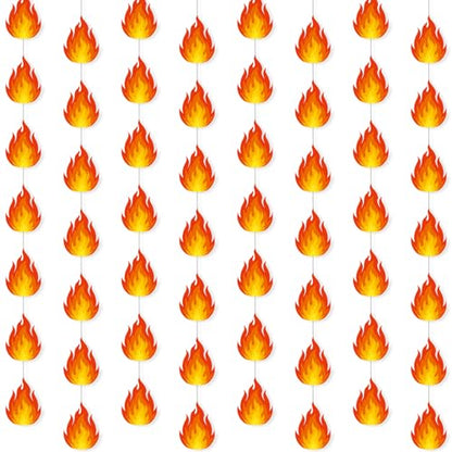 Xinnun Fire Party Decorations Flame Garlands Banners Firefighter Theme Banner Cutouts Ribbon Streamers for Fire Department Firetruck Rescue Camping Birthday Theme Party Office School Home Decor - style: Fire