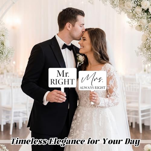 Beeveer 24 Designs Wedding Party Decorations Photo Booth Props Double Sided 13.4 x 5.5 Inch White Bridal Shower Photo Booth Props PVC Printing for Weddings Marriage Engagement Party Supplies