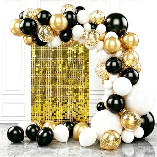 Gold Shimmer Wall Backdrop,Shiny Sequins,12Pcs Sequins Backdrop Panels, Glitter Bling Photo Background Decorations for Birthday Party Wedding Engagement Anniversary Graduation (Each 1FT², Total 12FT²) - color: Gold, size: 3 FT x 4 FT