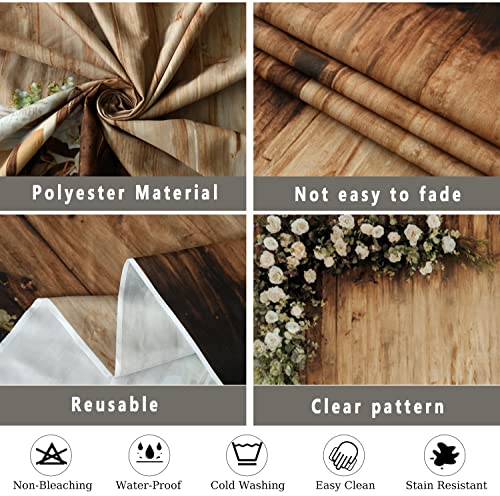 10x8ft Polyester Wedding Backdrop Rustic Floral Flower Wood Wall Backdrop Bridal Shower Reception Ceremony Photography Background Wedding Proposal Party Kids Birthday Party YouTube Photo Prop - size: 10x8ft-Polyester