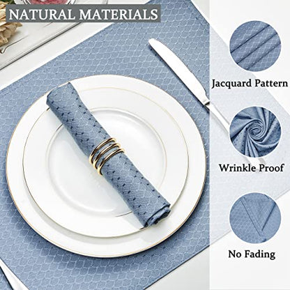 Cloth Napkins Set of 8 – Square 17x17 Inch Jacquard Fabric Polyester Washable Reusable Cloth Napkins for Kitchen Dinner Dining Restaurants Wedding Party Banquet Table (Light Blue) - color: Light Blue