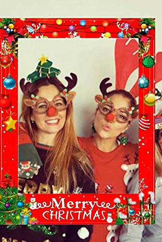 LaVenty Set of 35 Christmas Photo Booth Props Christmas Photo Props Christma Photo Frame Christma Party Supplies