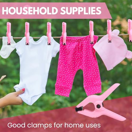 12 Pack 3.5 inch Plastic Spring Clamps, Pink Heavy Duty Spring Clips Clamps for Crafts, Backdrop Stand, Woodworking, Photography Studios, Home Improvement - color: Pink (3.5inch)