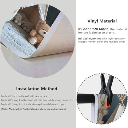 YongFoto Bear Theme Backdrop 5x3ft Tent Blanket Pampas Boho Photography Background Baby Shower Cradle Ceremony Kid Birthday Party Banner Baby Portraits Photoshoot Wallpaper Photo Studio Booth Prop - color: Style 3, size: 5ftx3ft