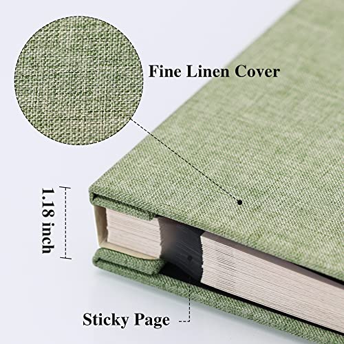 Vienrose Large Photo Album Self Adhesive for 4x6 8x10 10x12 Pictures Linen Scrapbook Album DIY 60 Blank Pages with A Metallic Pen Grassgreen - color: Grassgreen, size: 13"x12.6" 60Pages