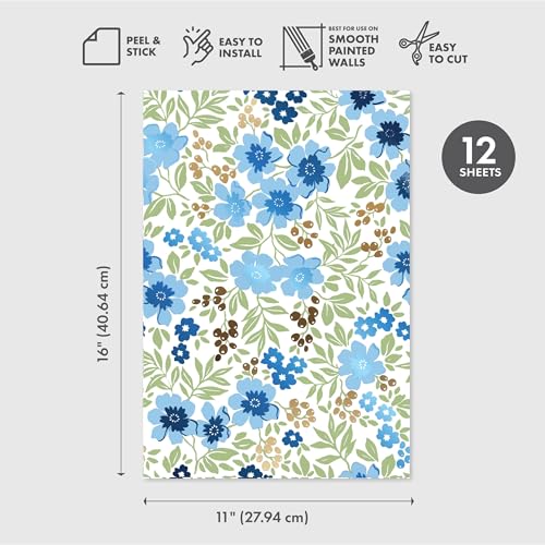 Main Street Peel and Stick Wallpaper Eco-Friendly Sheets 12 Pack, 11 X 16 Inch Friendly Flowers Design, Wall Mural for Home Decor, Removable Wall Decor Wallpaper Peel and Stick for DIY Projects - style: Friendly Flowers Design SCF
