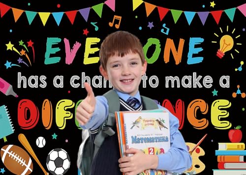 Back to School Backdrop 7x5ft Fabric First Day of School Photo Background Banner Welcome Back to School Classroom School Decorations Teachers Kids Students Photoshoot Background - color: Everyone Has Chance, size: 7x5ft