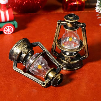 NOLITOY 40Pcs Miniature Kerosene Lamp Ornaments: Christmas Hanging Lantern Ornaments for Xmas Tree Rustic Farmhouse Decor
