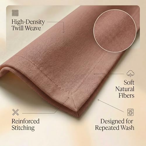 Accent Home 100% Cotton Napkins, Delicate Cloth Napkins for Dinners, Parties and Weddings，18 x 18 Inch Set of 12 - Blush - color: 07 - Blush - Twill, size: 18"x18" - Pack of 12