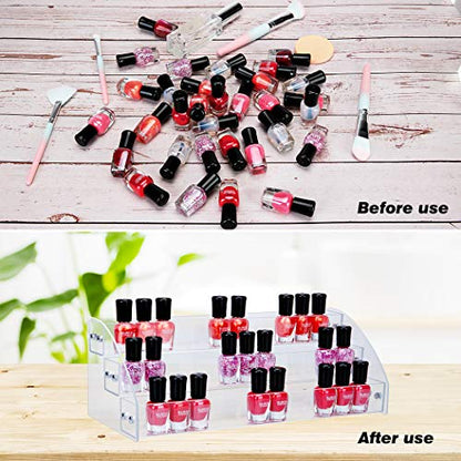 KINGROW Nail Polish Organizer Holder Rack 3 Layers Acrylic Display Rack Eyeglasses Shelf Essential Oils Ink Storage Holds Up to 48 (Fit 1-2oz Bottles) - size: 3 Layers