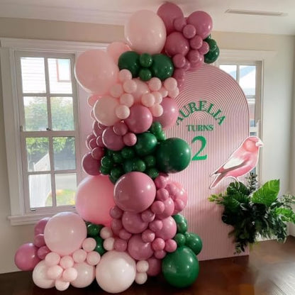 MEBAY Dusty Rose Balloon Arch Kit, 142 Pcs Retro Pink Nude Dark Green Latex Balloons Different Sizes 18 12 10 5 Inch for Birthday, Baby Shower, Wedding - color: 142-dusty Rose
