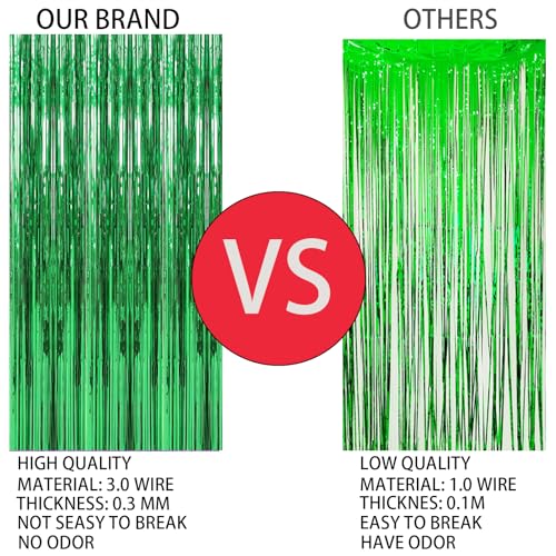 Valentines Day 4 Pack 3.3 * 8.3 ft Foil Curtain Metallic Tinsel Fringe Curtains Photo Booth Props Backdrop for Birthday Wedding Engagement Baby Shower Christmas Holiday Celebration Partyl,Green - color: Green, size: 4 Pack
