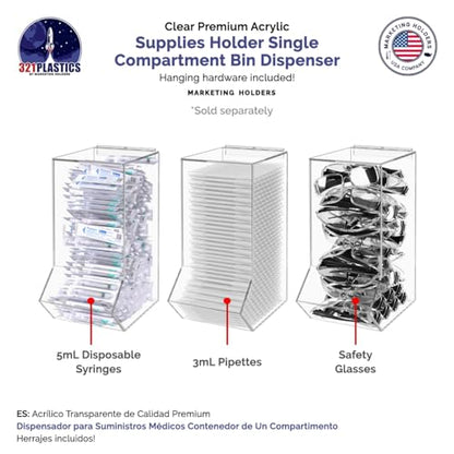 Marketing Holders Clear Dispenser Drop Bin for Retail Medical Facility 6.5" x 14.75" Wall or Counter Storage Display Acrylic Candy Container - size: Single Condiment Bin