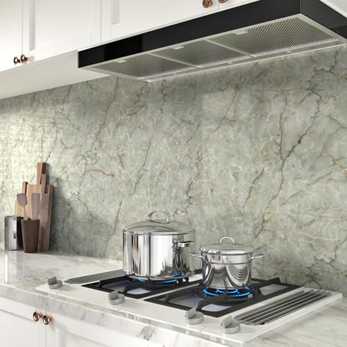 Cyan Glossy Marble Contact Paper Peel and Stick Countertops Self Adhesive Waterproof Peel and Stick Wallpaper Vinyl Removable Granite Contact Paper for Bathroom Cabinets Drawers Table Tops 24''x118'' - size: 24" x 118"