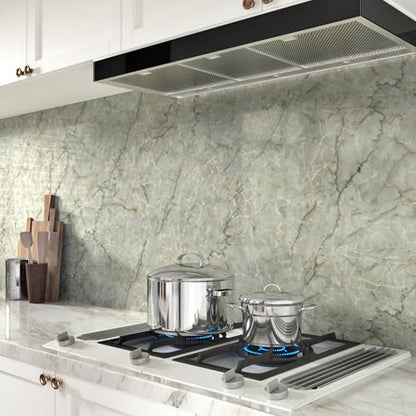 Vinyl 15.8" x 472" Green Marble Contact Paper for Cabinets Counter Top Waterproof Marble Wallpaper Peel and Stick Countertops Self Adhesive Contact Paper for Desk Table Top Removable Decorative Film - size: 15.8" x 472"
