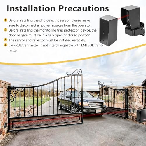 for LiftMaster LMRRUL Retro-Reflective Photo Eye and Reflector,Compatible with LiftMaster UL Series Gate Operators,for Model CSL24UL,CSW200UL,CSW24UL,HDSL24UL,LA400UL,LA412UL,LA500UL,RSL12UL,RSW12UL