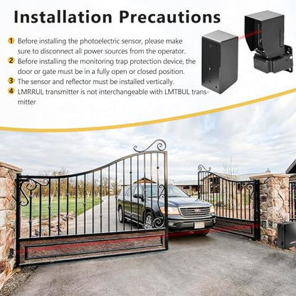 for LiftMaster LMRRUL Retro-Reflective Photo Eye and Reflector,Compatible with LiftMaster UL Series Gate Operators,for Model CSL24UL,CSW200UL,CSW24UL,HDSL24UL,LA400UL,LA412UL,LA500UL,RSL12UL,RSW12UL
