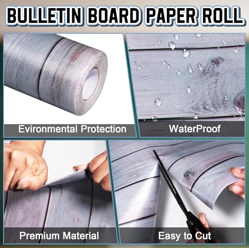 Inkspire Beach Wood Bulletin Board Paper Roll,14.8FTx47IN Large Reusable Waterproof Erasable Classroom Wall Background Backdrop Paper,Fade-Resistant Fabric Wrapping School Decors Teacher Supplies - color: Beach Wood