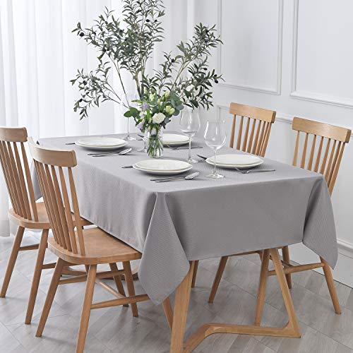 maxmill Jacquard Square Tablecloth Stain Resistant Spillproof Wrinkle Free Washable Soft Table Cloth, Decorative Fabric Table Cover for Dining Room, Indoor and Outdoor Use, 52 x 52 Inch, Light Grey - color: Nova Light Grey, size: 52" x 52" (Square)
