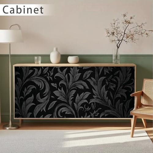 Nuxovilar Black Damask Floral Textured Peel and Stick Wallpaper, 15.75"x39.37", Self-Adhesive Contact Paper, Vintage Elegant Pattern for Bedroom, Living Room and Table Decor - color: Yhd04221