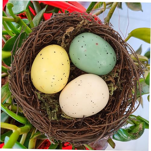 STOBOK Natural Vines Bird Nest Decor with Artificial Eggs Home Decoration Props for Photography DIY Micro-Landscapes and Event Styling