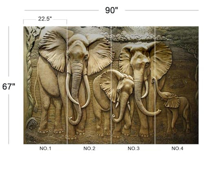 Cliouar-Elephant Art,Harmonious Family,Mural Wallpaper Peel and Stick 90" x 67" - color: No.12, size: 90" x 67"