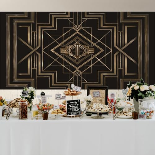 15x10ft Theme Backdrops for Photography Black and Golden Retro Texture Background Luxury Party Crazy Carnival Happy Birthday Party Portrait Booth Photo Studio Video Shooting Props - size: 15x10ft