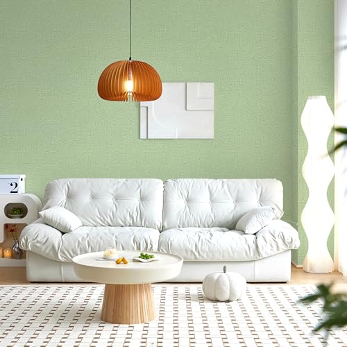 Peel and Stick Grasscloth Wallpaper Texture Green Faux Linen Contact Paper Self Adhesive Removable Vinyl Wall Paper for Bedroom Cabinets Shelf Liners Waterproof Easy Clean 17.3 x 120 Inch - color: Green, size: 17.3" x 120"