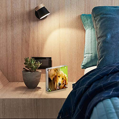 YestBuy 5x5 Acrylic Picture Frames,3 Pack Clear Photo Frames, Magnetic Picture Frames,Block Square Picture Frame For Desktop Display - size: 5x5"