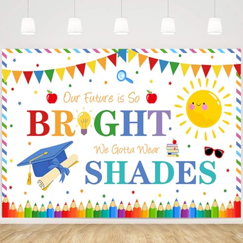 MEHOFOND Preschool Kindergarten Graduate Backdrop School Prom Party Decorations Bright Future Graduation Decor Congrats Class of 2026 Kids Congrats Grad Background Photo Props 7x5ft - color: White, size: 7x5ft