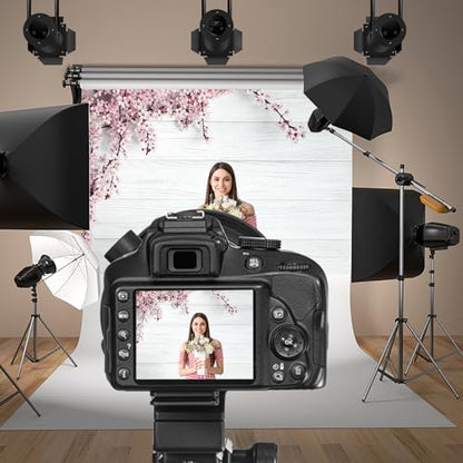 10x7ft Valentine's Day Backdrop Countryside Rustic White Wood Plank with Wood Texture Spring Pink Blossom Peach Apricot Cherry Background Children Baby Adults Portraits Backdrop - size: 10x7ft