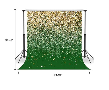 8x8ft Green and Gold Backdrop Birthday Gold Spots Bokeh Wedding Prom Graduation Photography Background X-224 - color: Green, size: 8X8ft