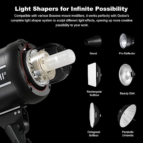 Godox 3 Pack QT600IIM 1800Ws 2.4G TTL Speedlite Studio Flash Strobe Light Bowens Mount Kit,GN76 1/8000s HHS,Recycle in 0.05-0.9 Sec for Studio Shooting, Location and Portrait Photography