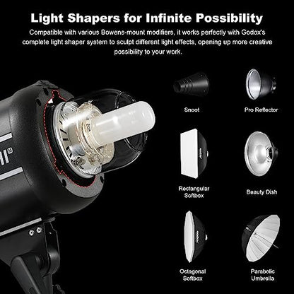 Godox 3 Pack QT600IIM 1800Ws 2.4G TTL Speedlite Studio Flash Strobe Light Bowens Mount Kit,GN76 1/8000s HHS,Recycle in 0.05-0.9 Sec for Studio Shooting, Location and Portrait Photography