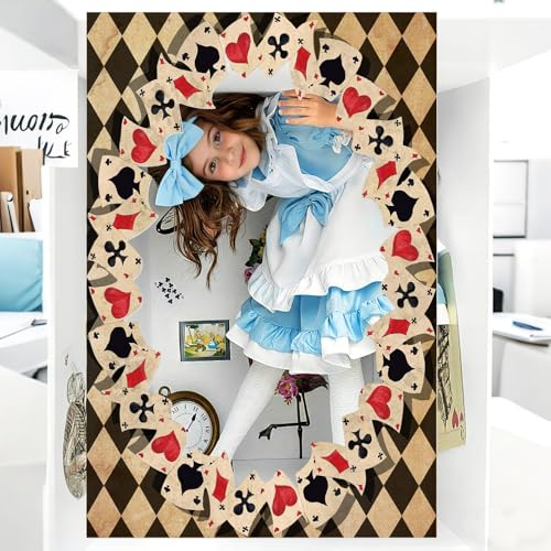 Novabright Wonderland Tea Party Photo Booth Frame Vintage Wonderland Themed Birthday Party Decoration Background for Birthday Baby Shower Lets Partea Supplies Props Retro - style: Retro